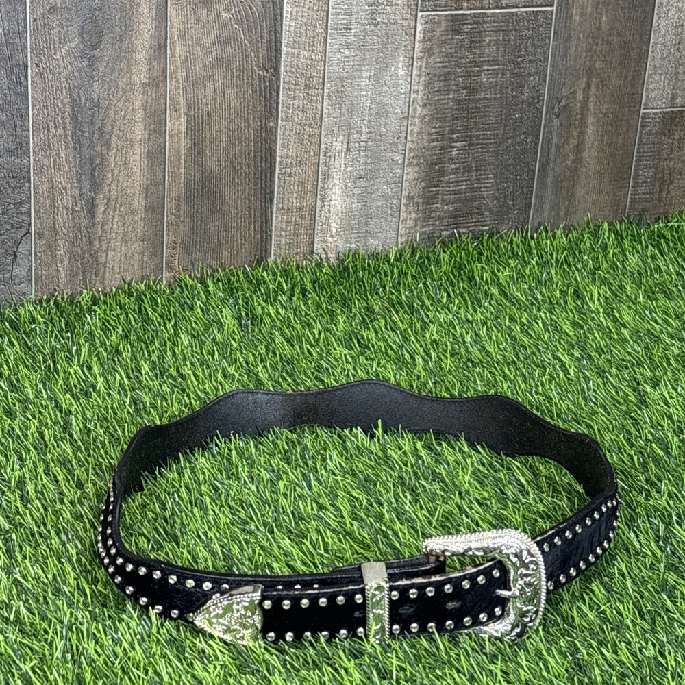 Ranger‎ Women's Studded Rhinestone Cowhide Belt Size 36 Western Whimsy Goth